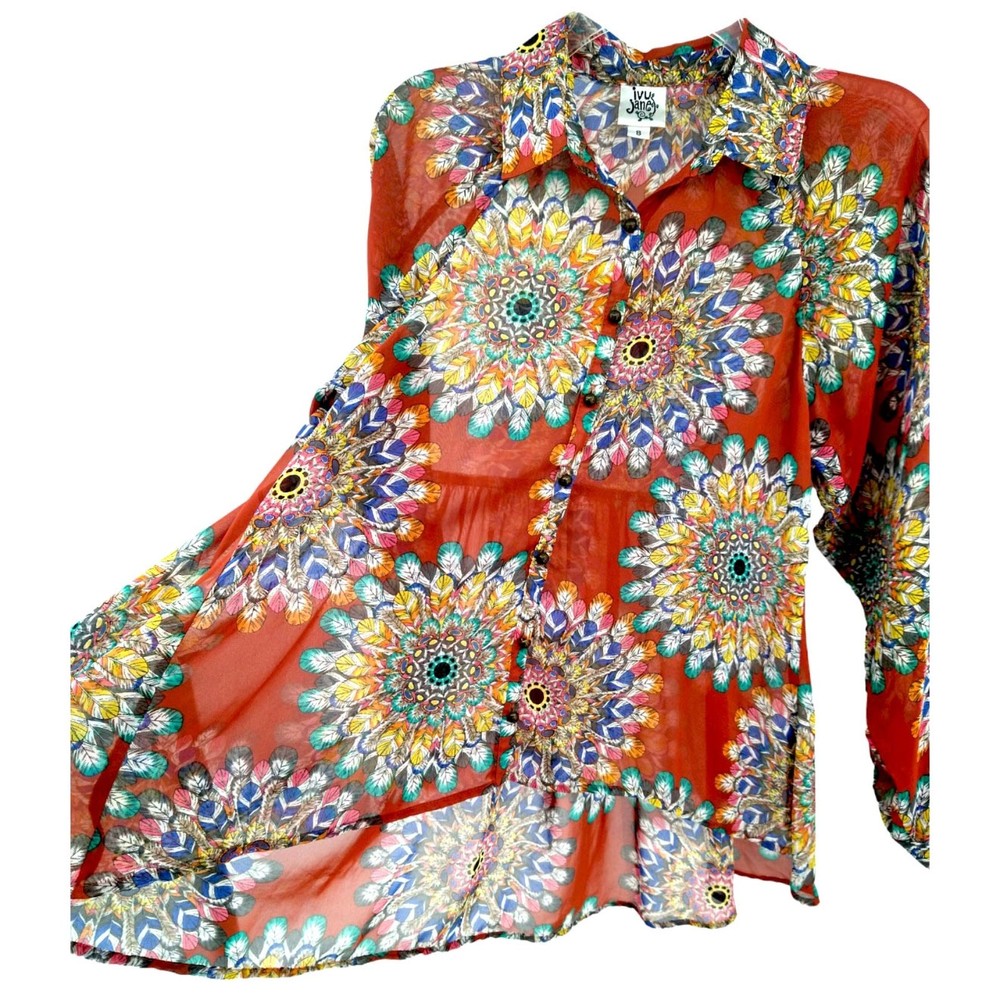 Ivy Jane Semi Sheer Boho Blouse - Small